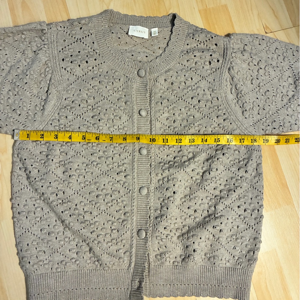 Cyrus Short-Sleeve Pointelle Knit Cardigan - Picture 5 of 10